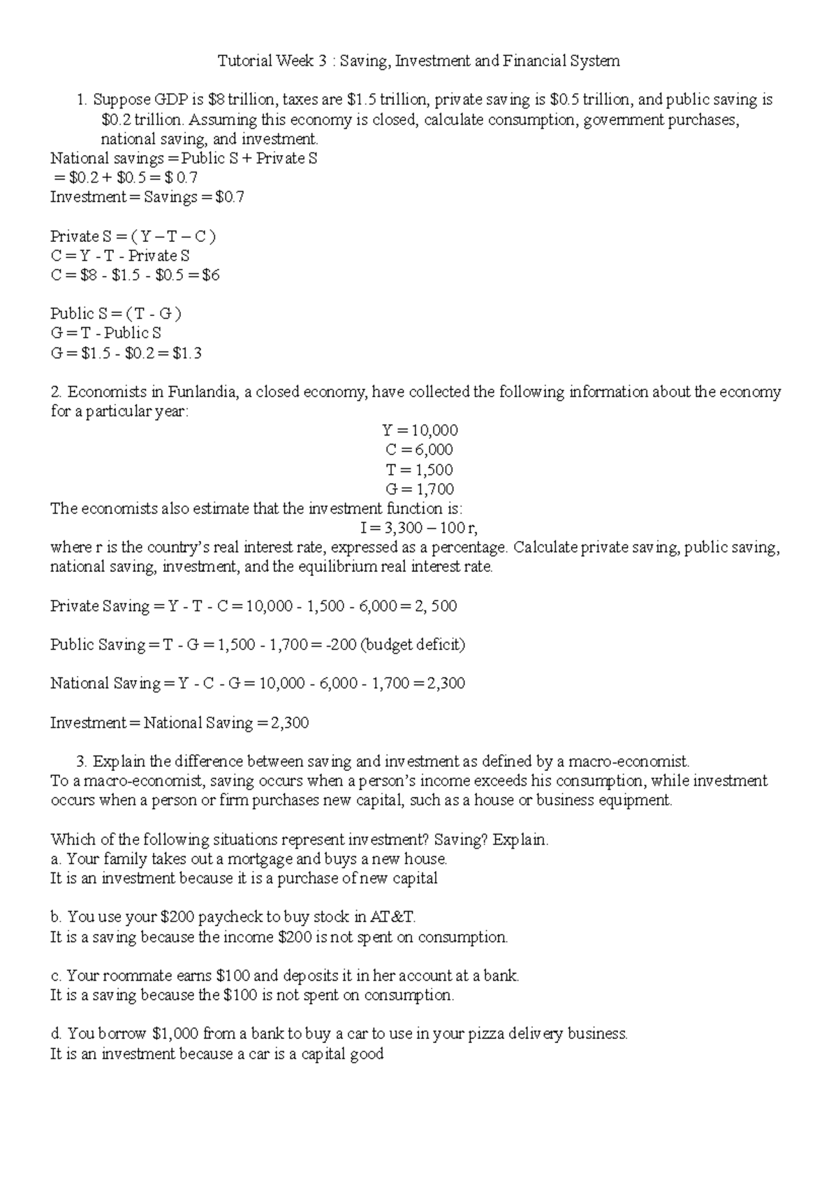 BE1201 tutorial 3 1.Suppose GDP is 8 trillion, taxes are 1.5