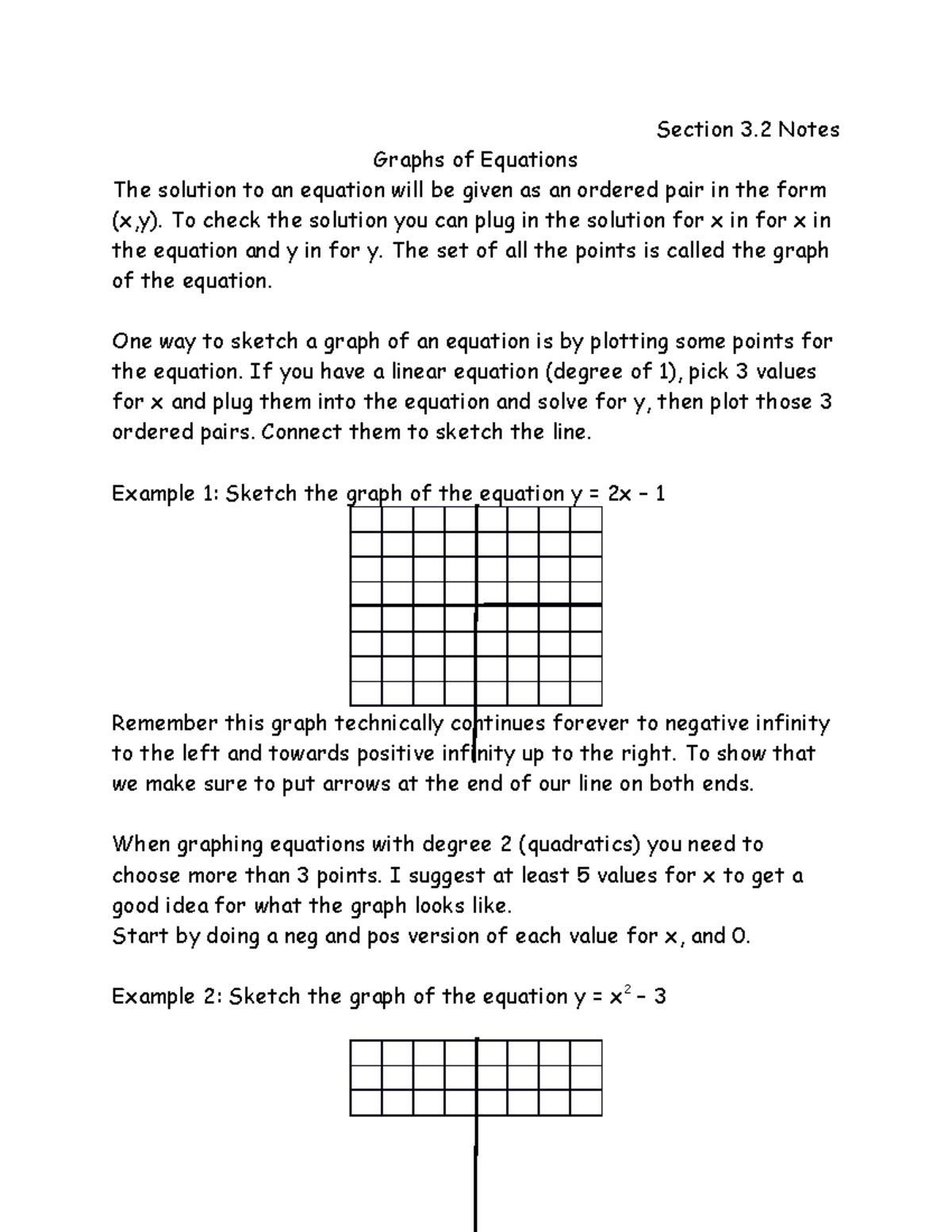Section+3 - College algebra - Section 3 Notes Graphs of Equations The ...