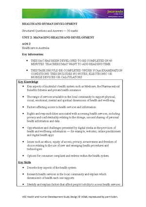 Unit 3 HHD Booklet - UNIT 3 HEALTH & HUMAN DEVELOPMENT AUSTRALIA'S ...