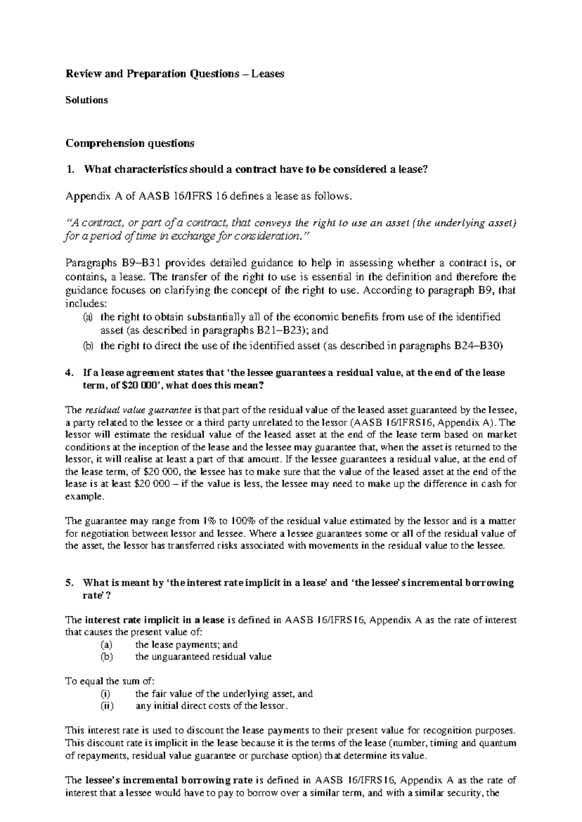 Review and Preparation Solutions - Leases - Review and Preparation ...
