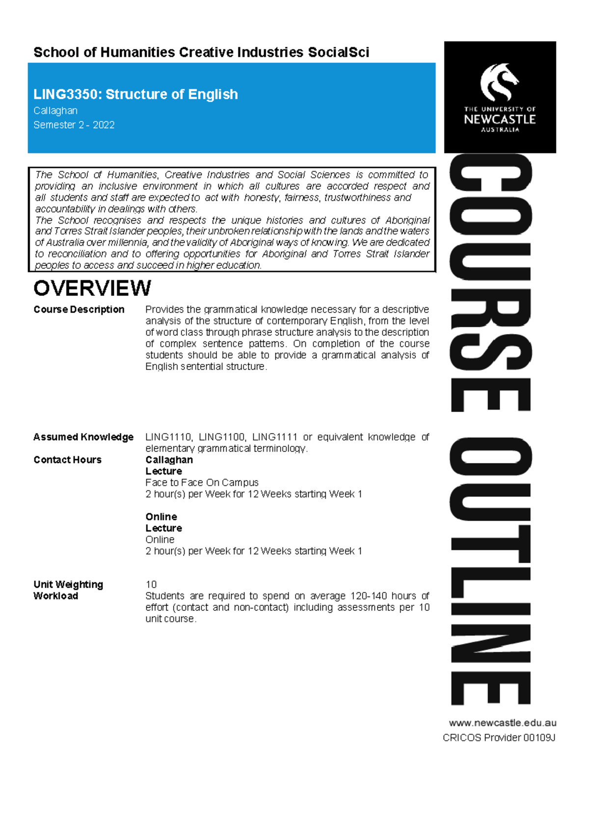 LING3350 S2 2022 Course Outline Final - School of Humanities Creative ...
