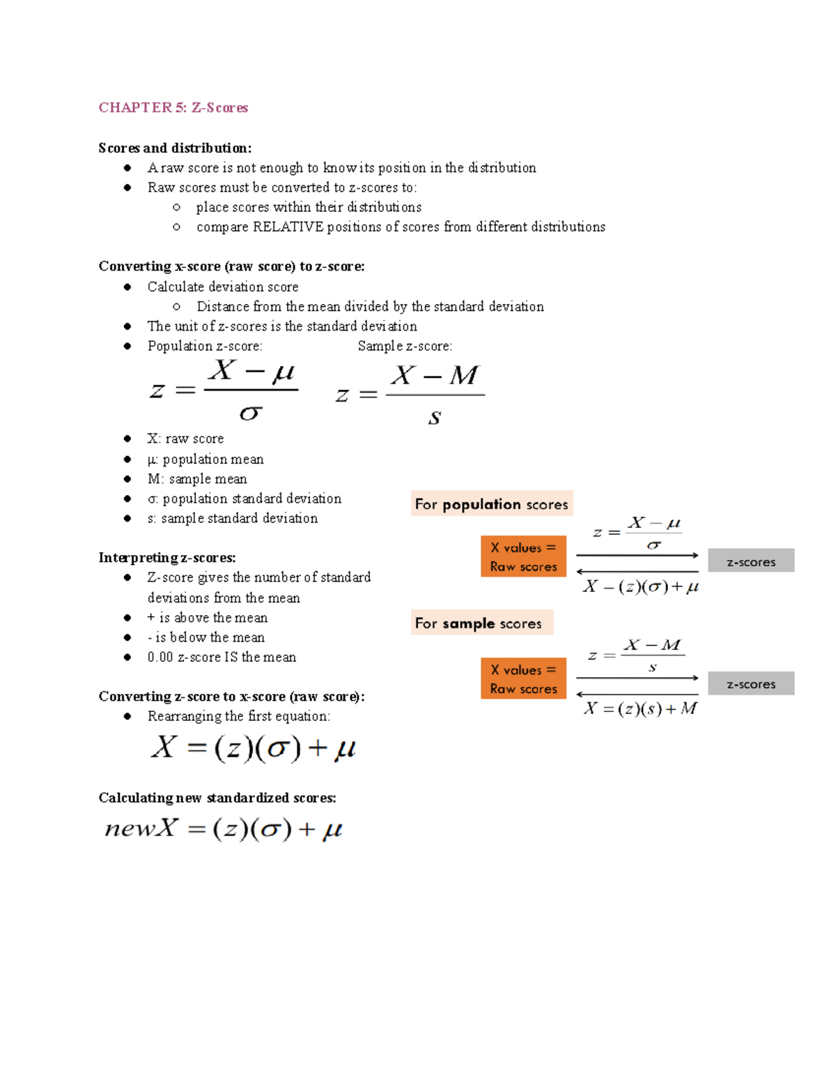 Week 4 (mar 1-mar 5) - Lecture notes 4 - CHAPTER 5: Z-Scores Scores and ...