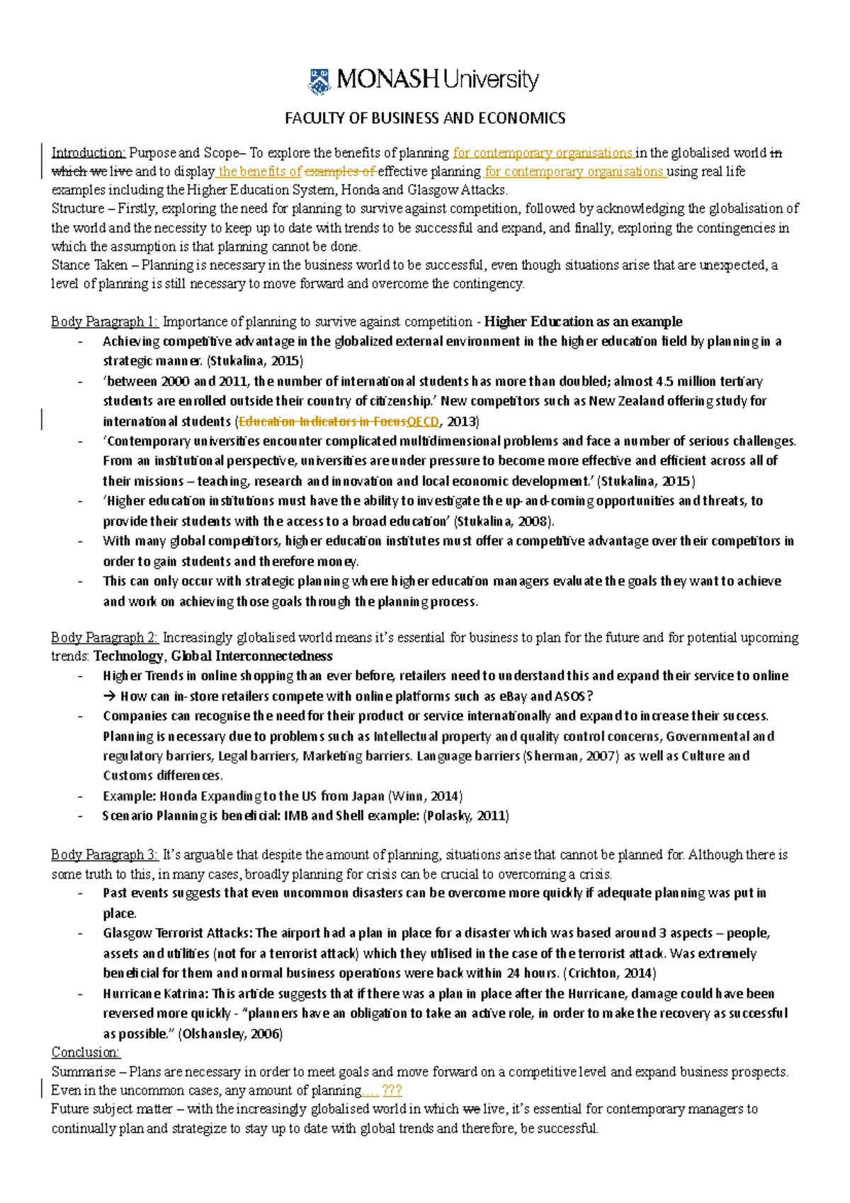 Essay Skeleton HD Grade FACULTY OF BUSINESS AND ECONOMICS