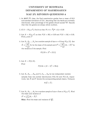MAT 271 Solutions TEST 1 - UNIVERSITY OF BOTSWANA DEPARTMENT OF ...