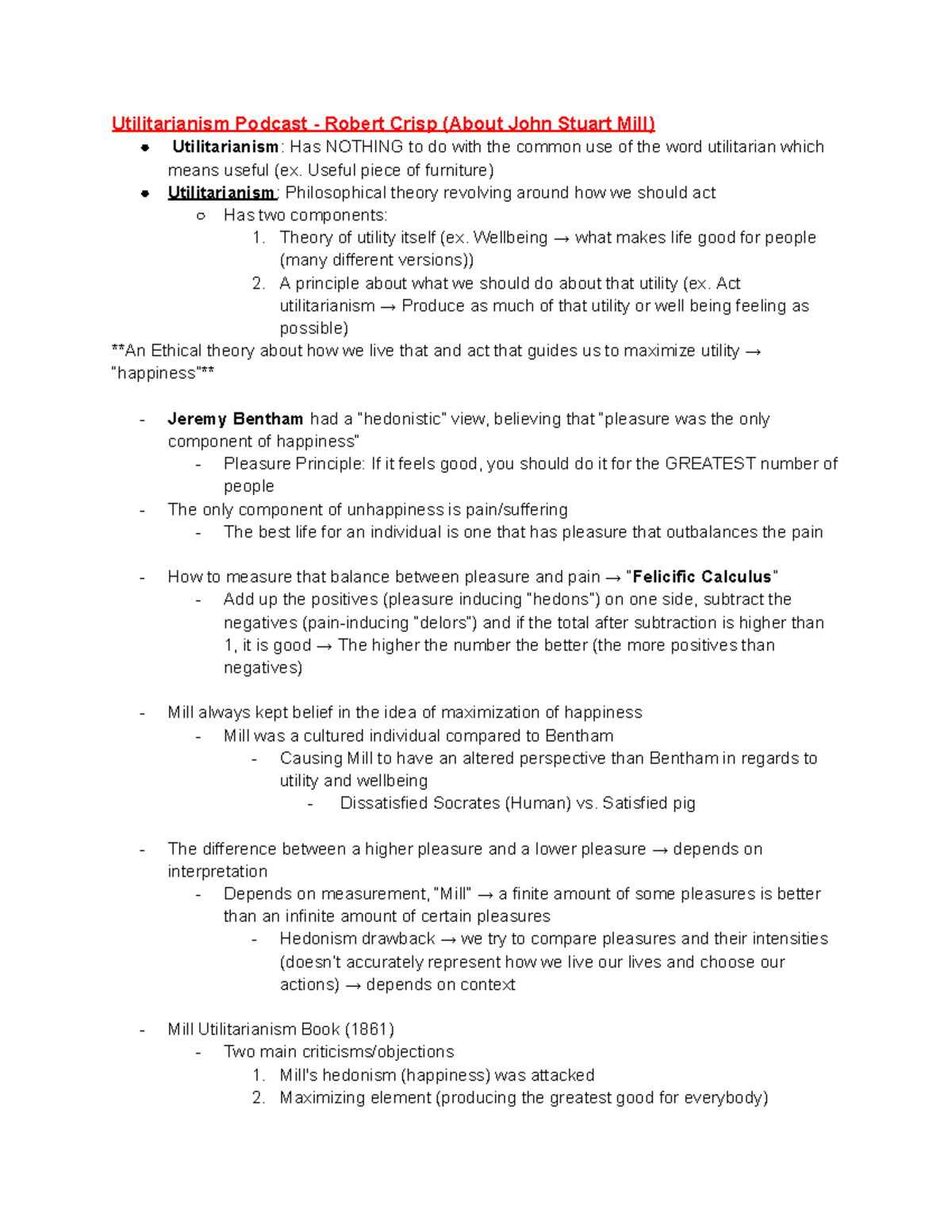 Utilitarian Ethics