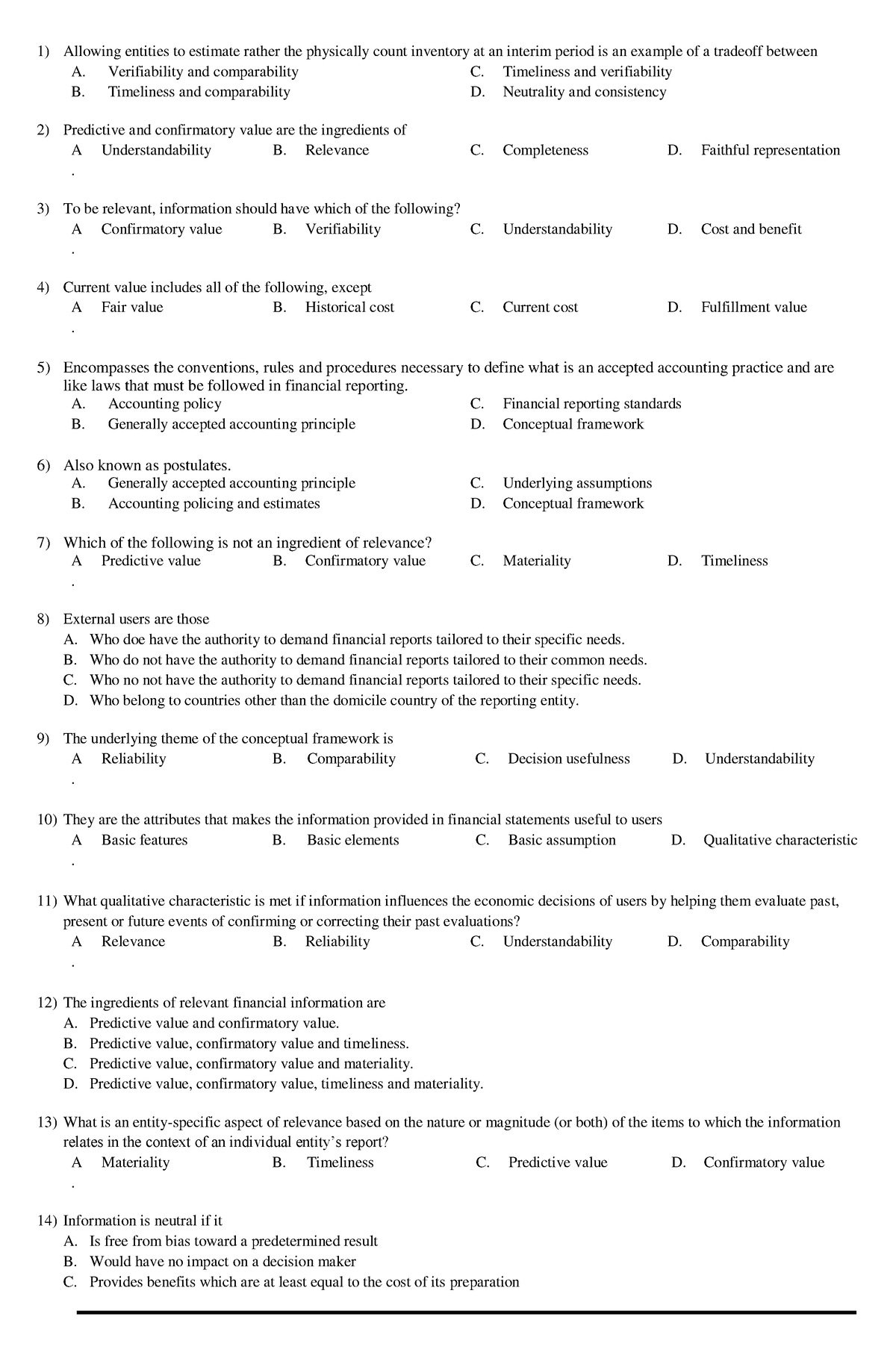 Answers Pre-test 01 Conceptual Framework copy - Allowing entities to ...