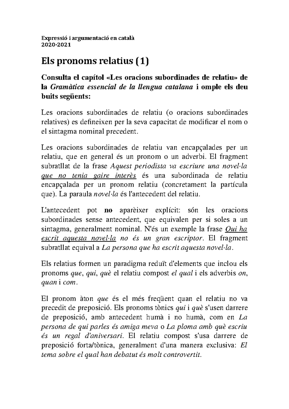 Relatius 21 Omple Buits Studocu