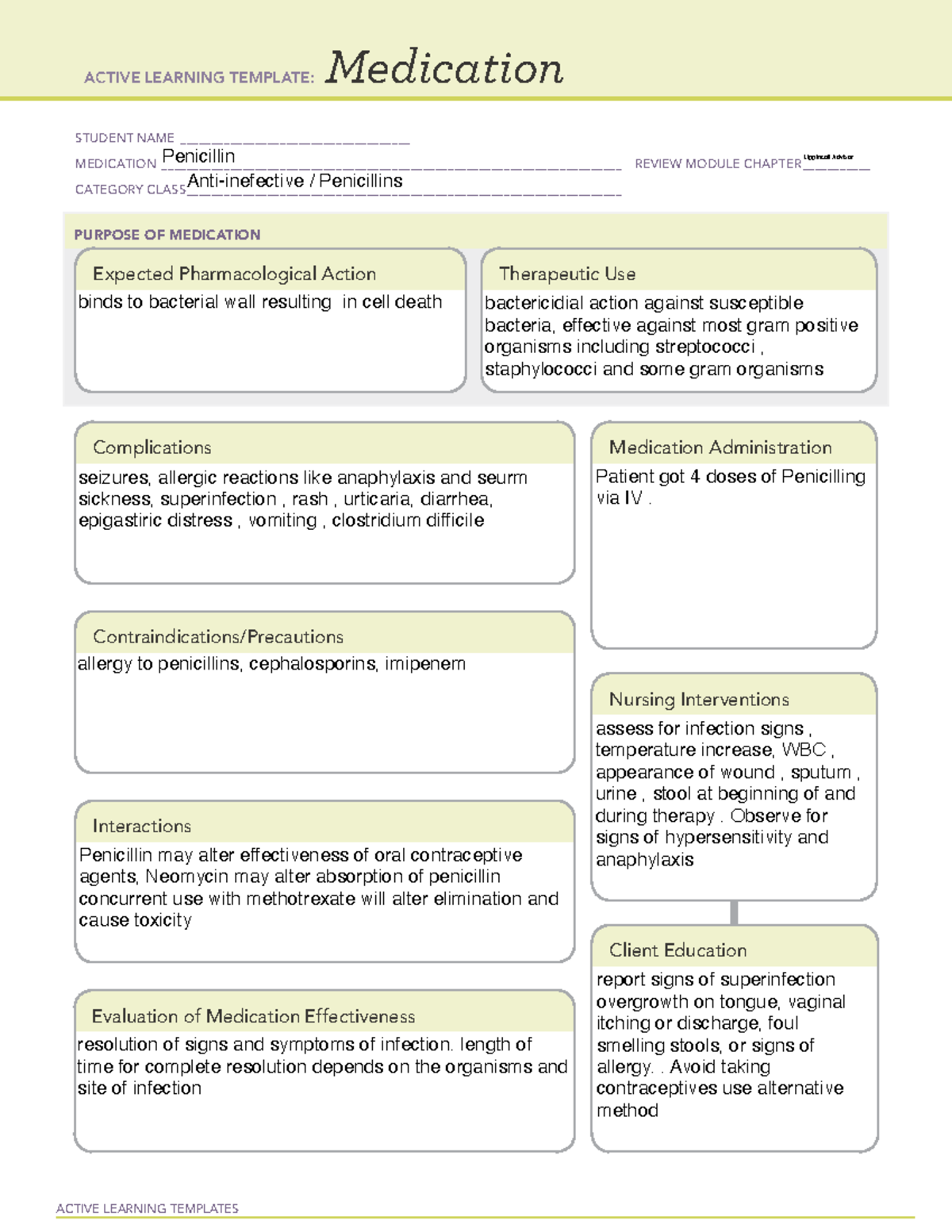 10-29 PCN medform - NOTES - ACTIVE LEARNING TEMPLATES Medication ...