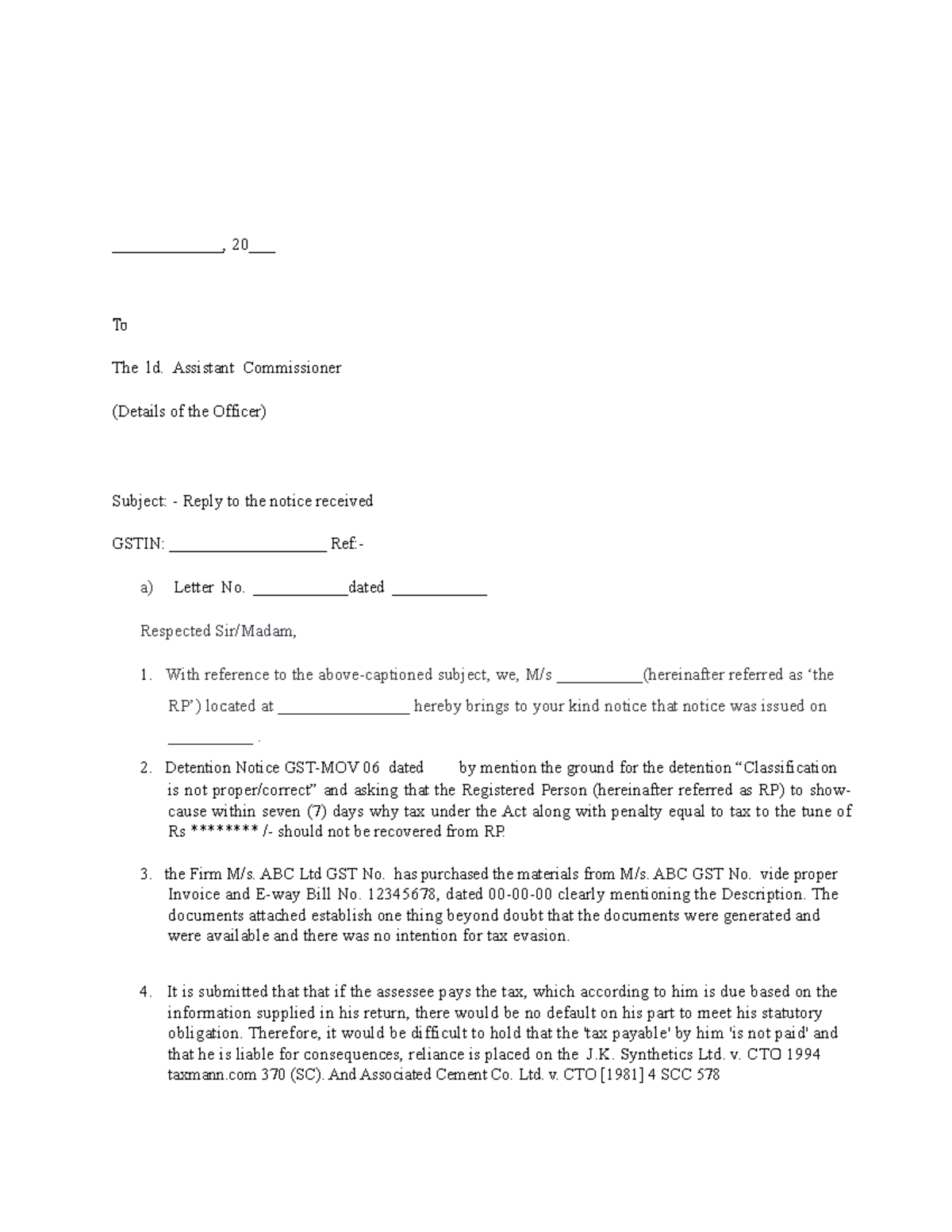 S. No. 33 Notice for Detention - Sec 129 - Classification not proper ...