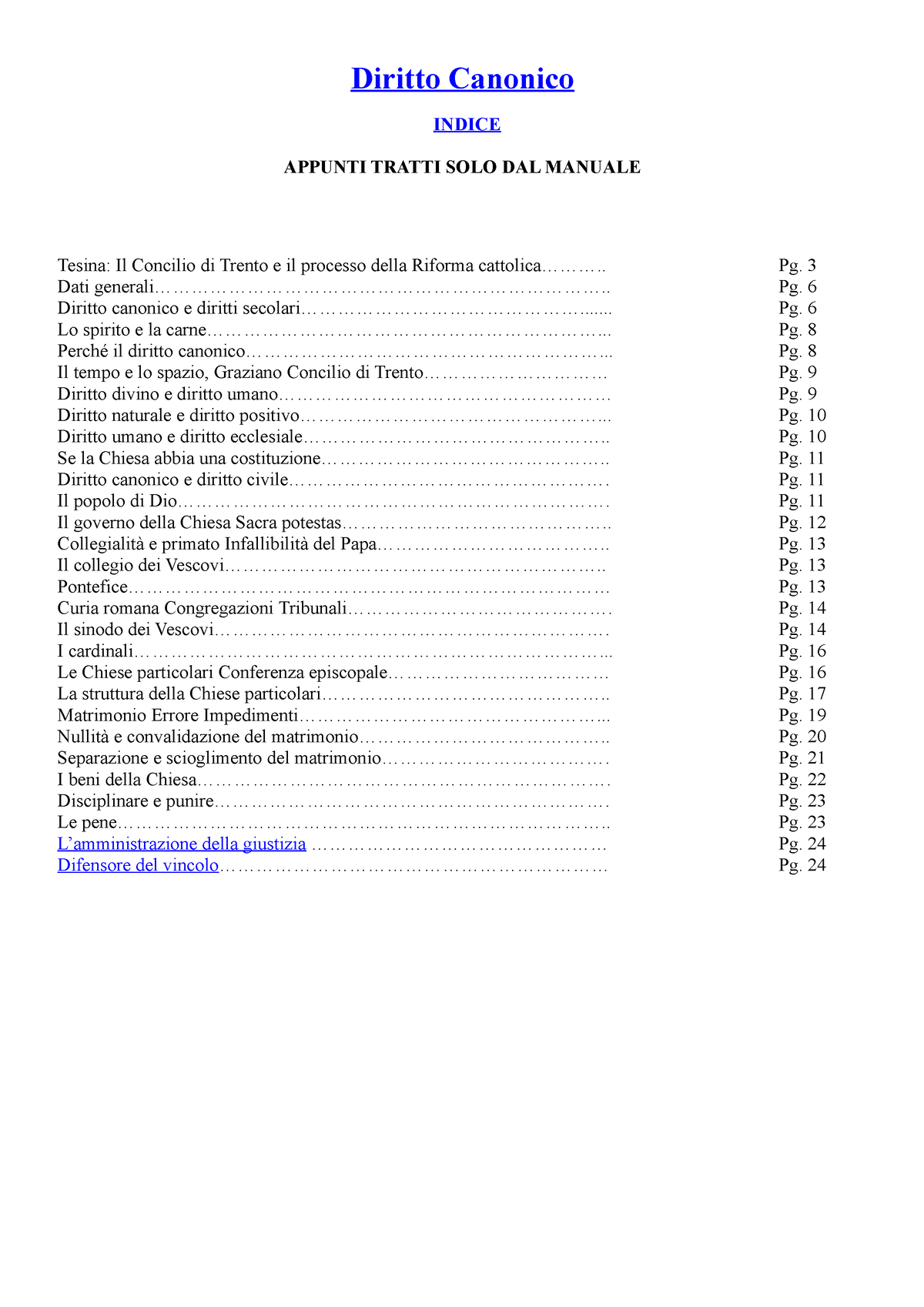 BONI 2014 0211100240 Appunti - Lezioni di diritto canonico - Diritto  Canonico INDICE Tesina: Il - Studocu