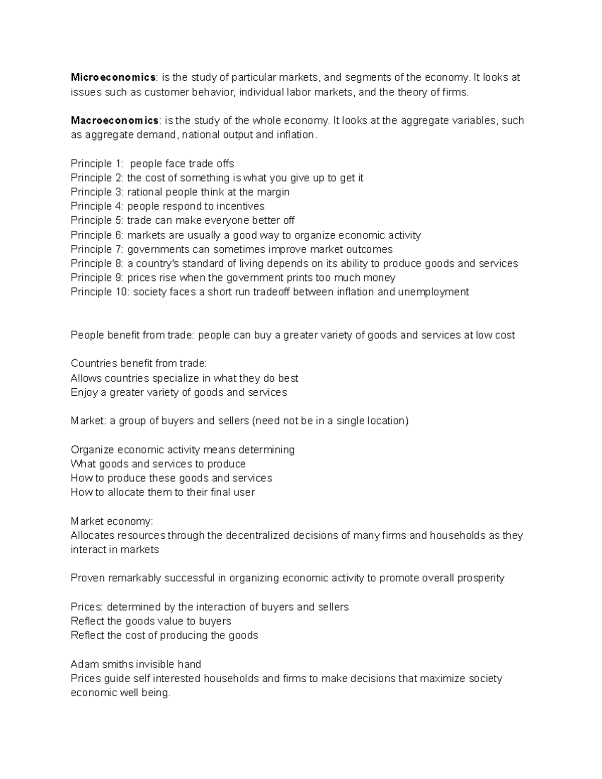 Notes macro chapter 1 - teacher protik nandy - Microeconomics: is the ...
