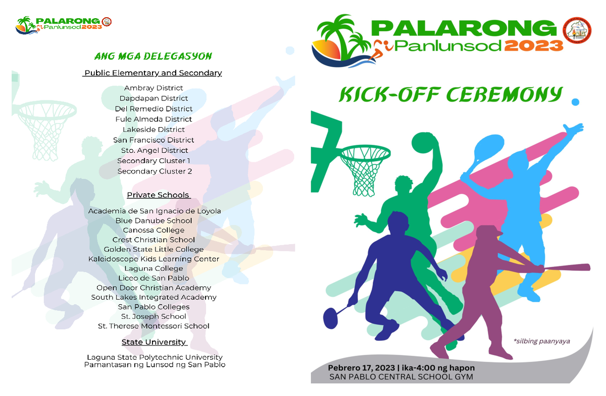 Palarong panlunsod-kick-off ceremony Program - General Education - Studocu