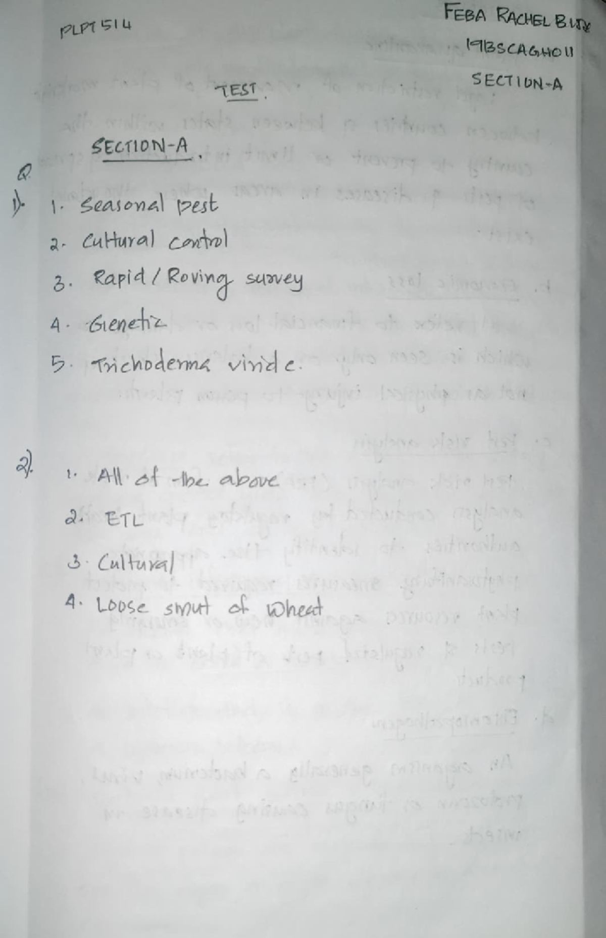 Plpt question and answer - PLPT S L4 FEBA RACHEL B esCAGHOU TEST SECTDN ...