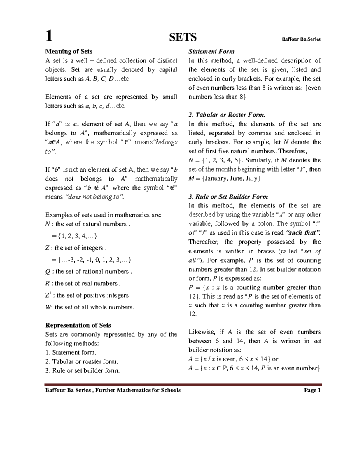 Maths Elective 11 - sqdqd dqDQ - Baffour Ba Series , Further ...