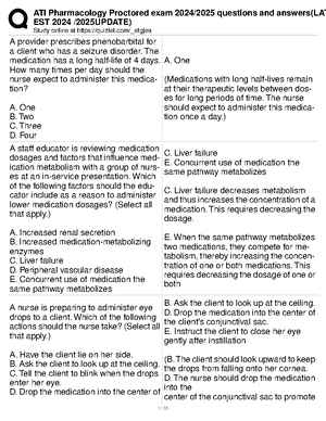 ATI Pharmacology Proctor 2023 final exam - Study online at quizlet ...