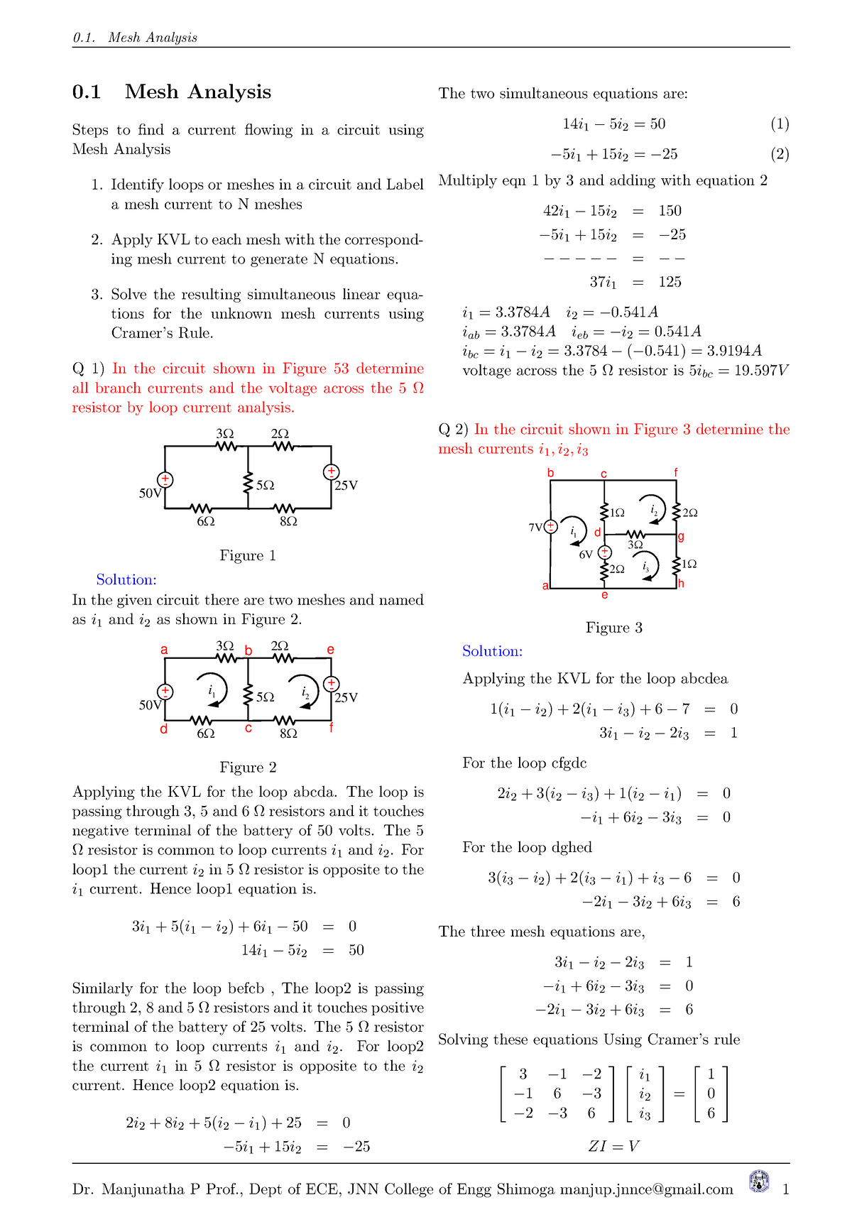 MESH AND Nodal Analysis - Mesh Analysis 0 Mesh Analysis Steps to find a ...