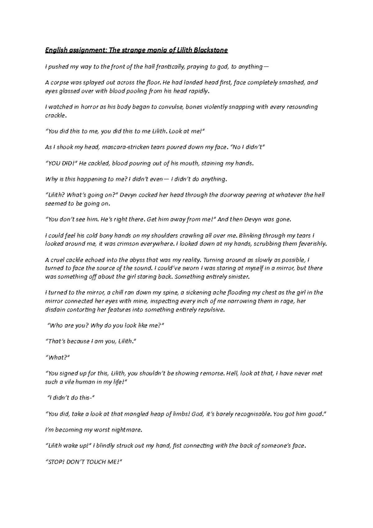 English assignmentPolished piece English assignment The strange