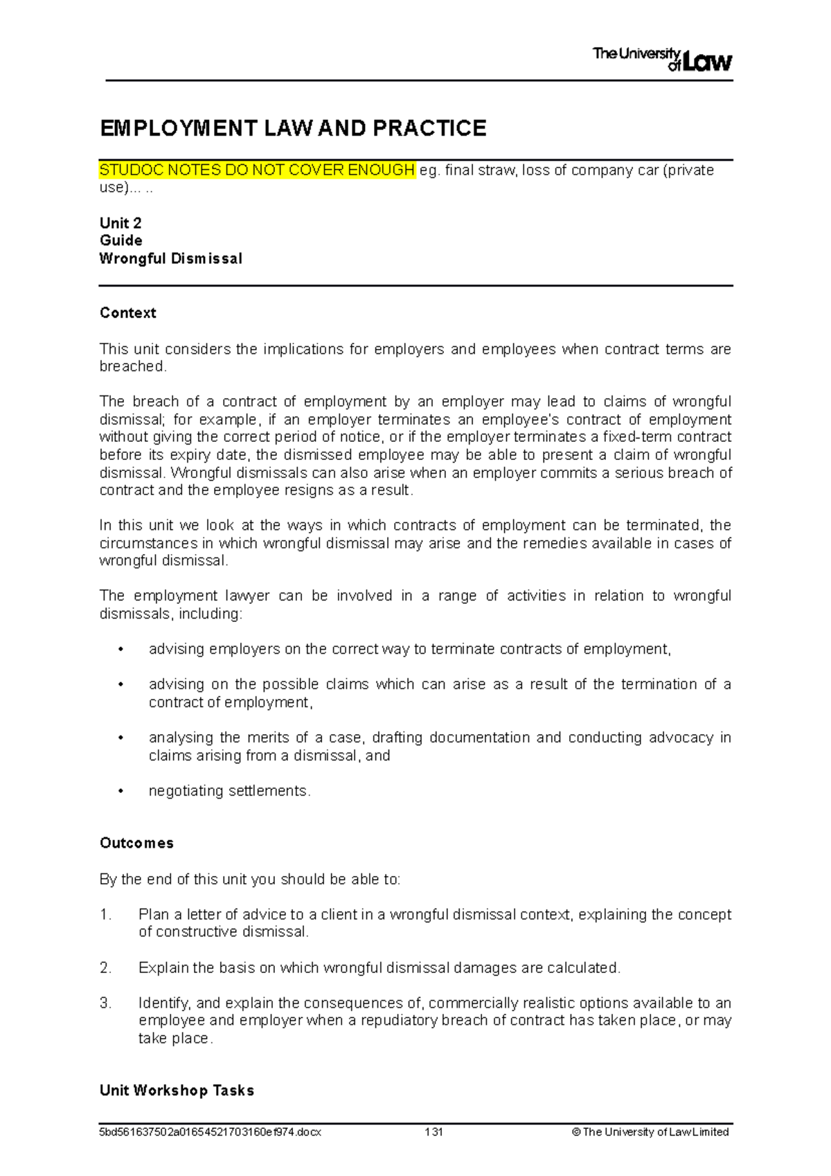 employment law assignment 2