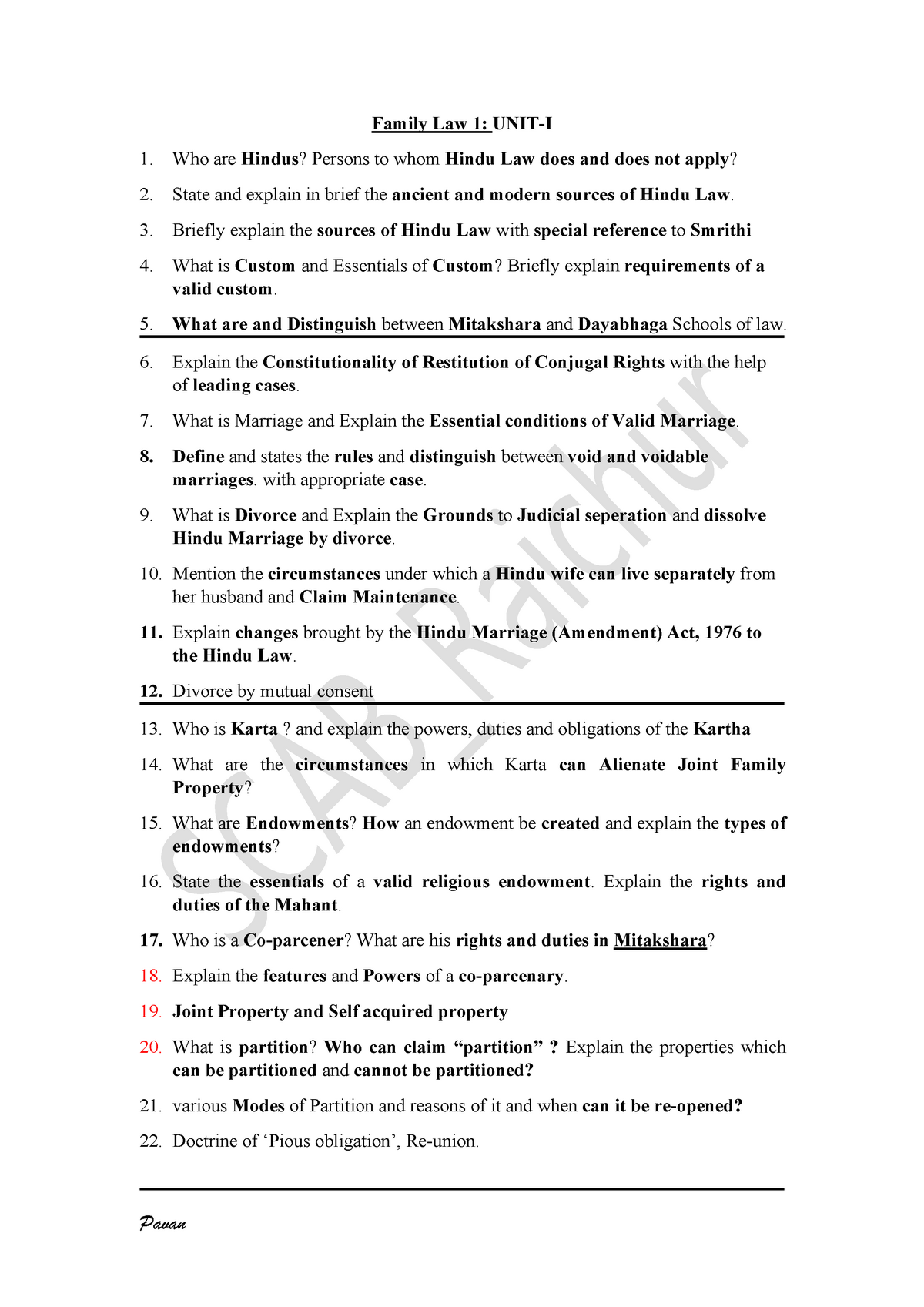 family-law-1-imp-questions-pavan-family-law-1-unit-i-who-are-hindus