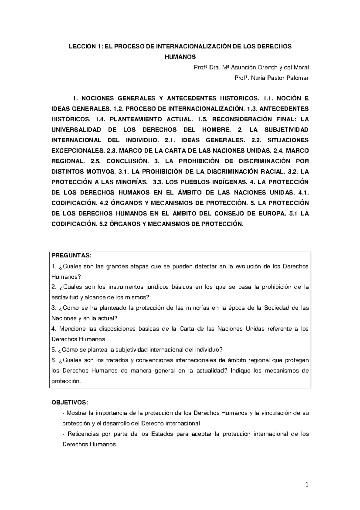 Apuntes La Protección Internacional de los Derechos Humanos Leccion 1-5 ...