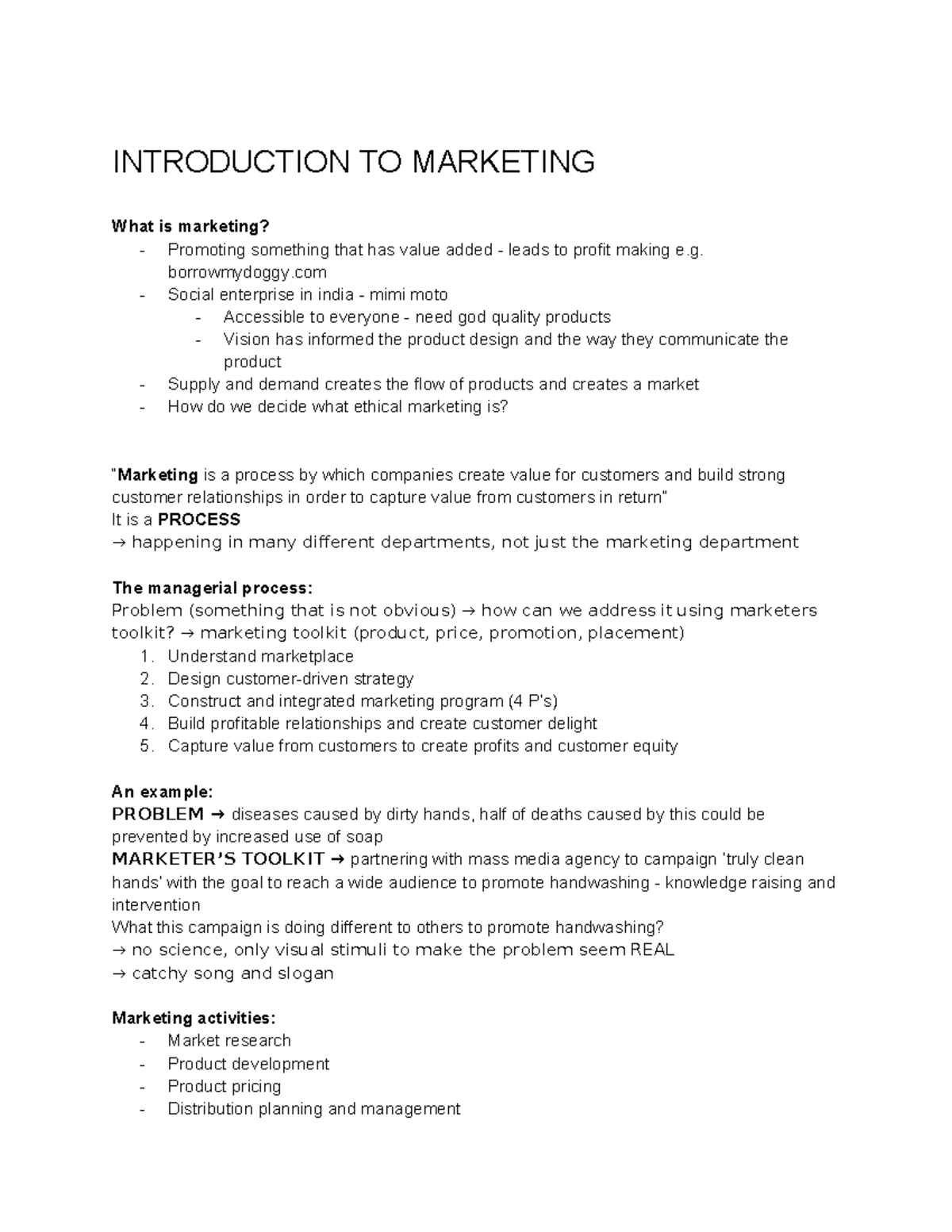 Intro TO Marketing - INTRODUCTION TO MARKETING What is marketing ...