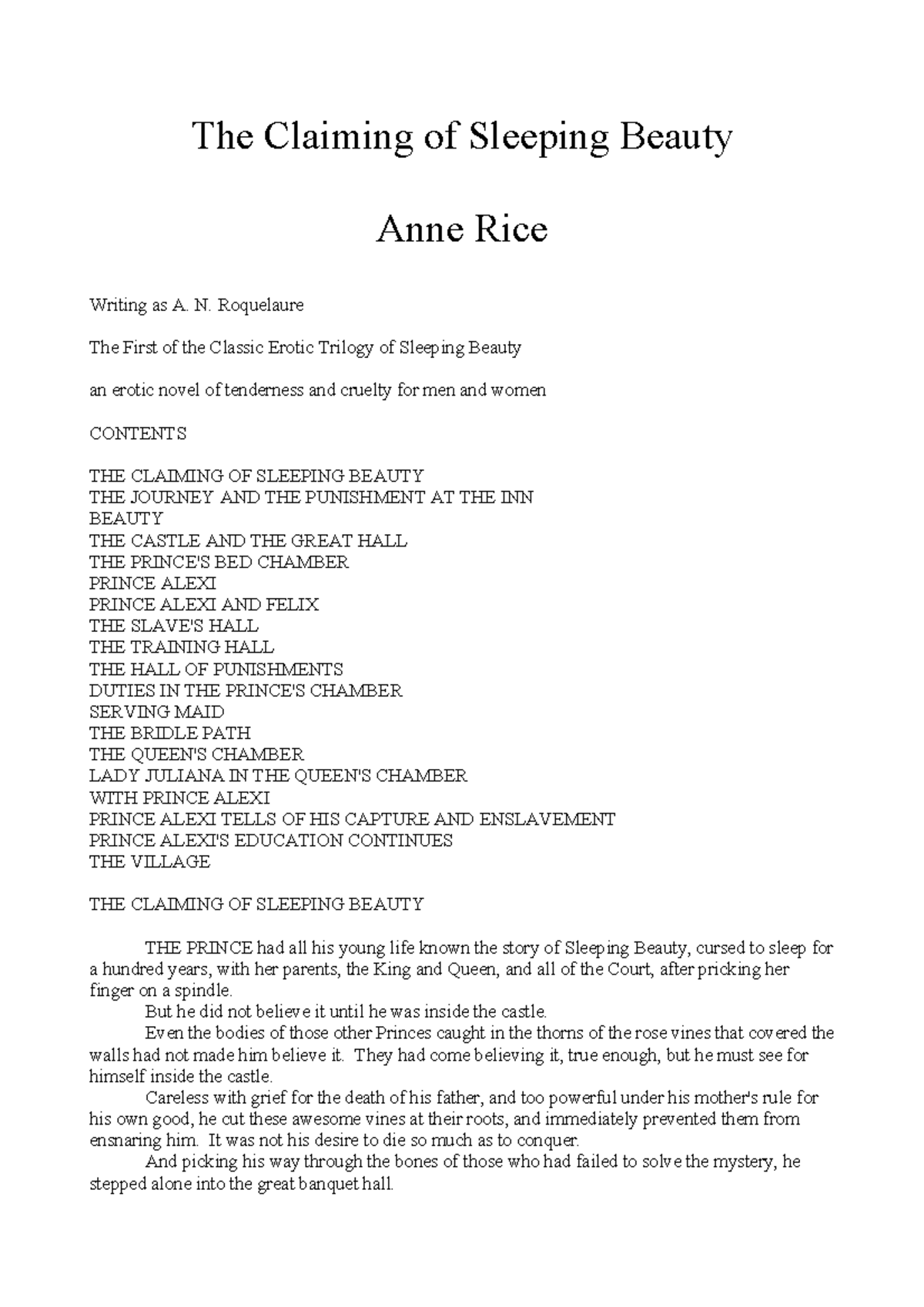 Rice - The Claiming Of Sleeping Beauty - The Claiming of Sleeping ...