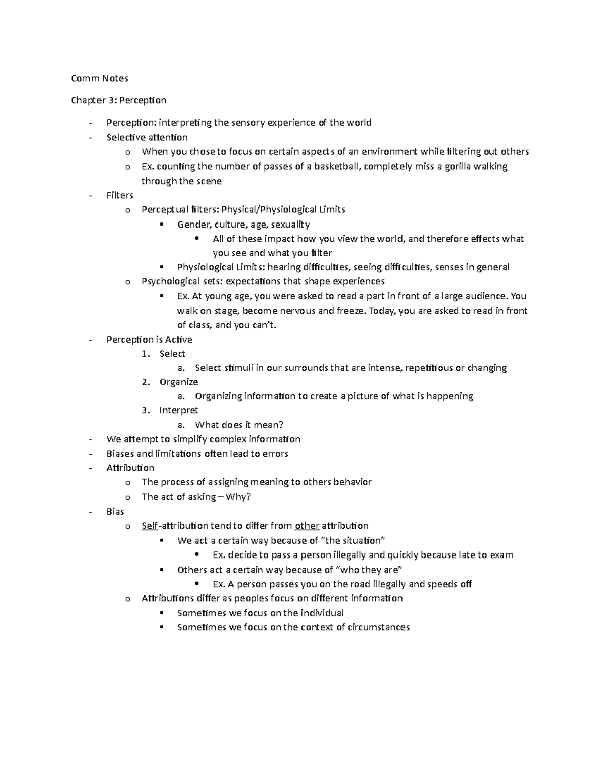 Chapter 3-perception - Comm Notes Chapter 3: Perception Perception 