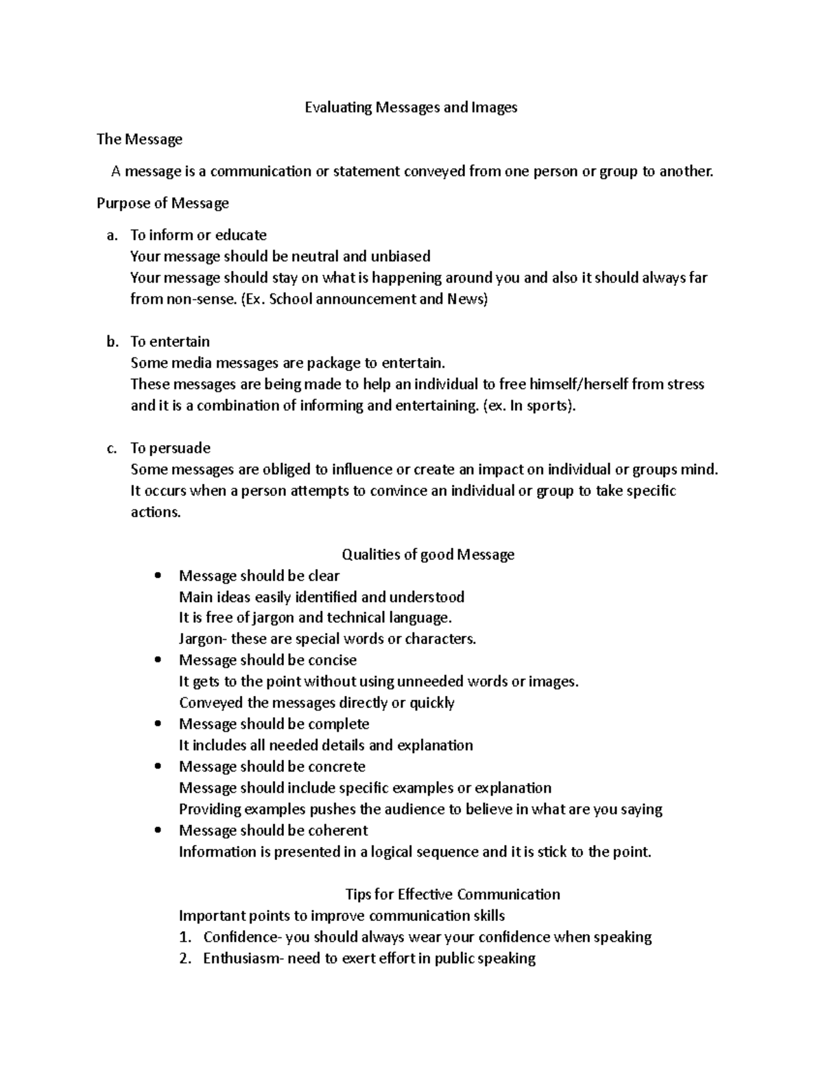 Child and Adolescent (2021-2022) Evaluating Messages and Images ...