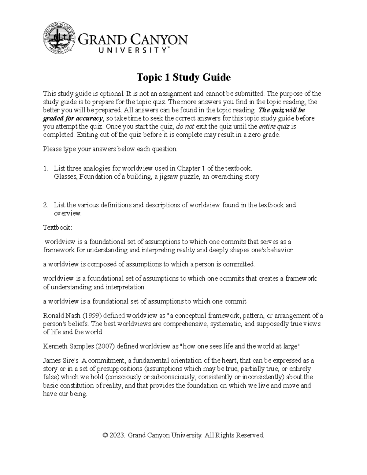 CWV 101 301 RS T1Study Guide Online - Topic 1 Study Guide This study ...