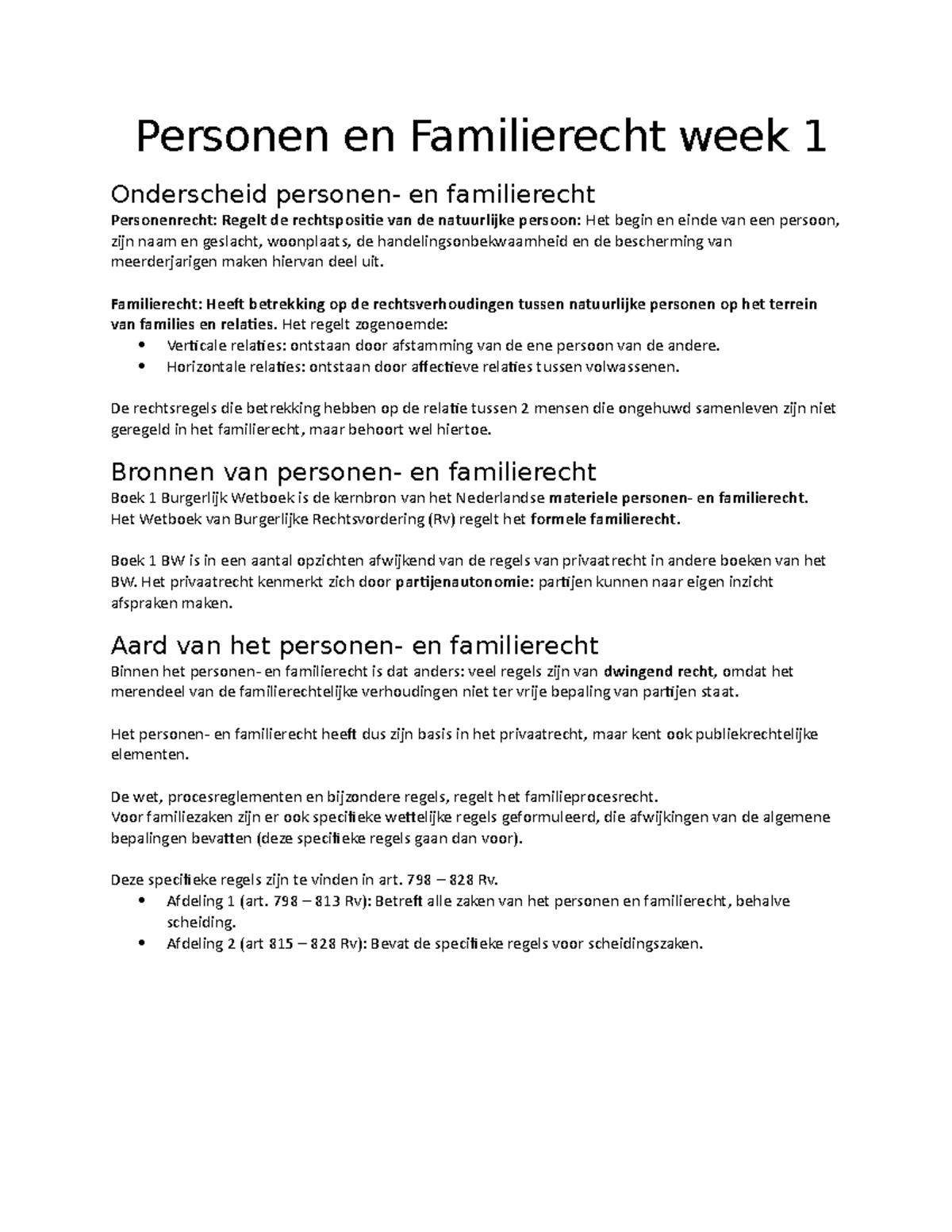 Personen En Familierecht Week 1 - Familierecht: Heeft Betrekking Op De ...