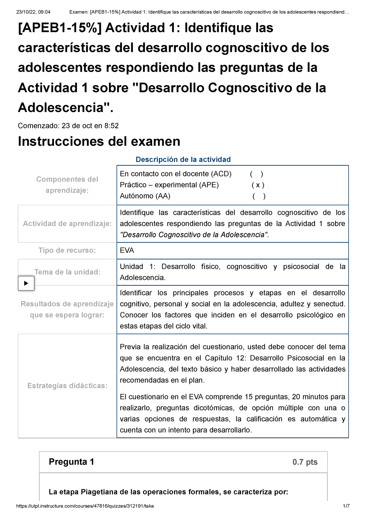 Examen~1 - [APEB1-15%] Actividad 1: Identifique Las Características Del ...