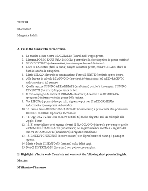 Sjsu Italian- 1A Writing Assignment two. - Sarthak Gupta ITAL-1A 1st ...