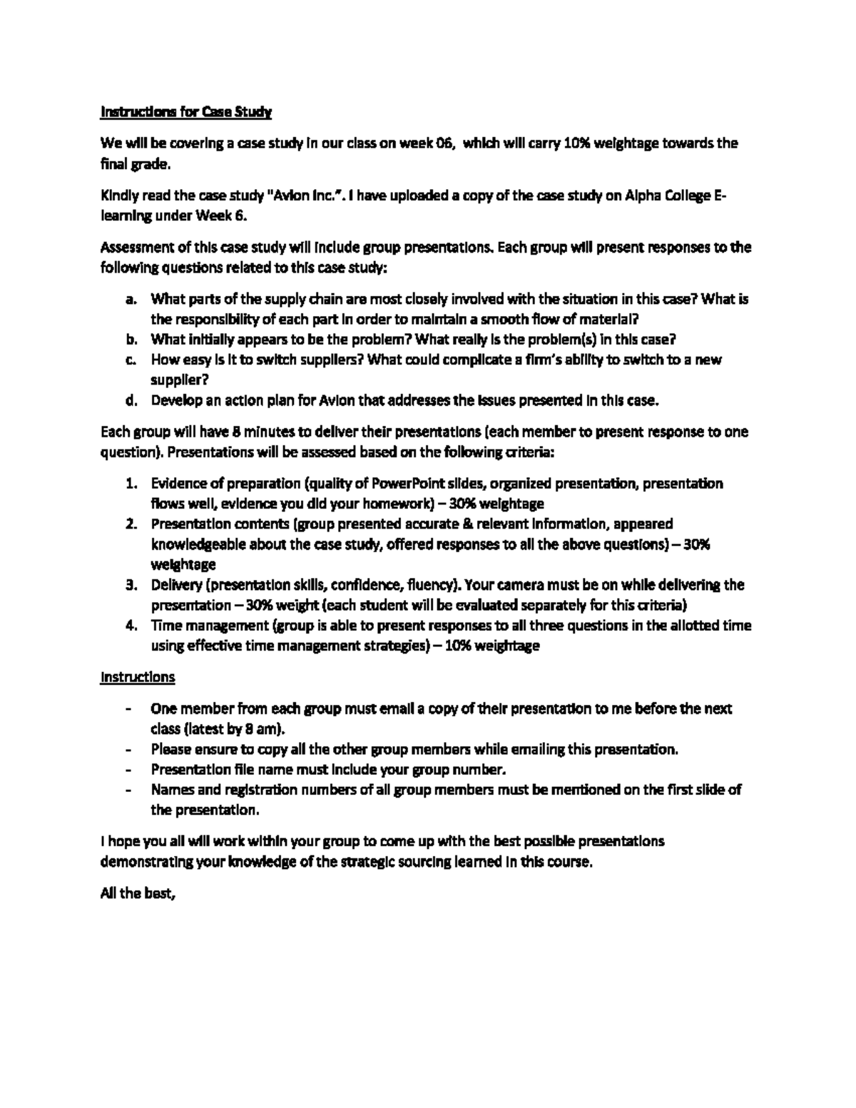 Week 06 Case Study Email with Questions and Evaluation Criteria final ...