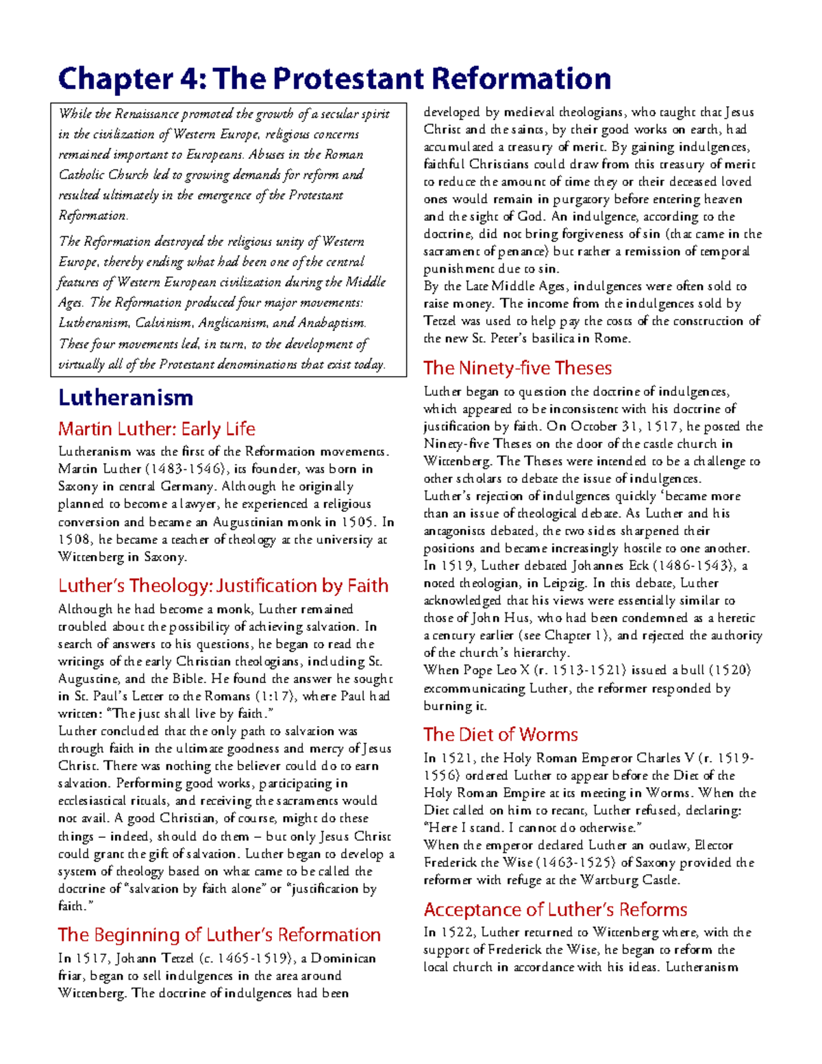 4-Protestant Reformation - Chapter 4 : The Protestant Reformation While ...