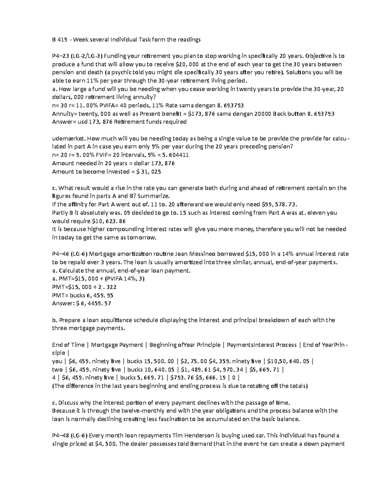 FIN 419 - Week 3 Individual Assignment 1 - B 419 - Week several ...
