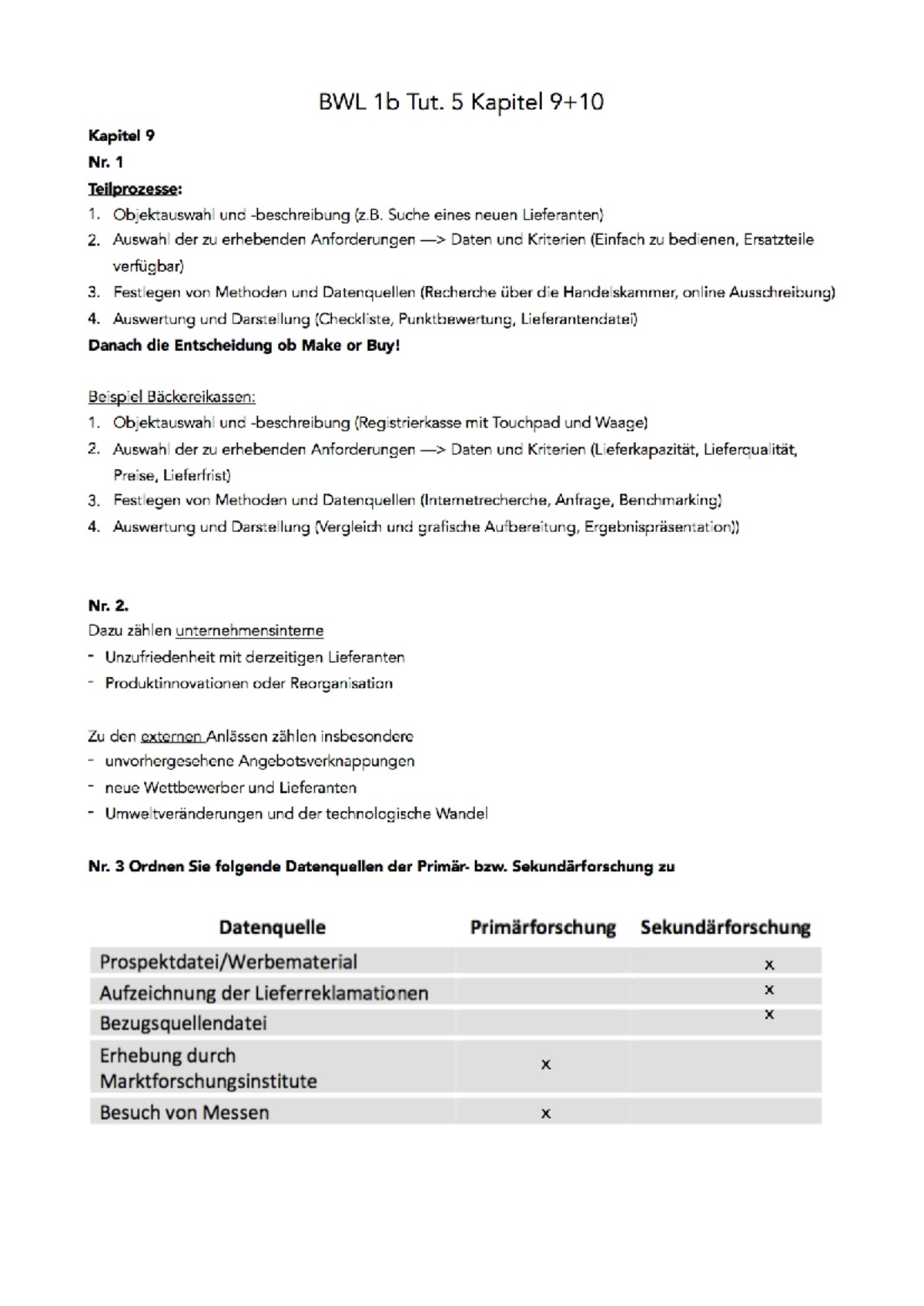 Tutorium 5 Musterlösung - BWL 1b - Studocu