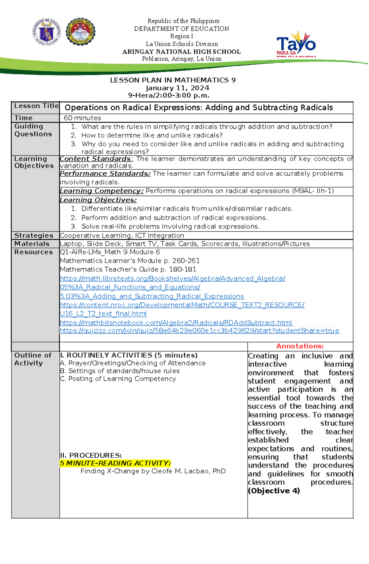 CO2 Bayani Lanie LP Adding-AND- Subtracting- Radicals - Republic of the ...