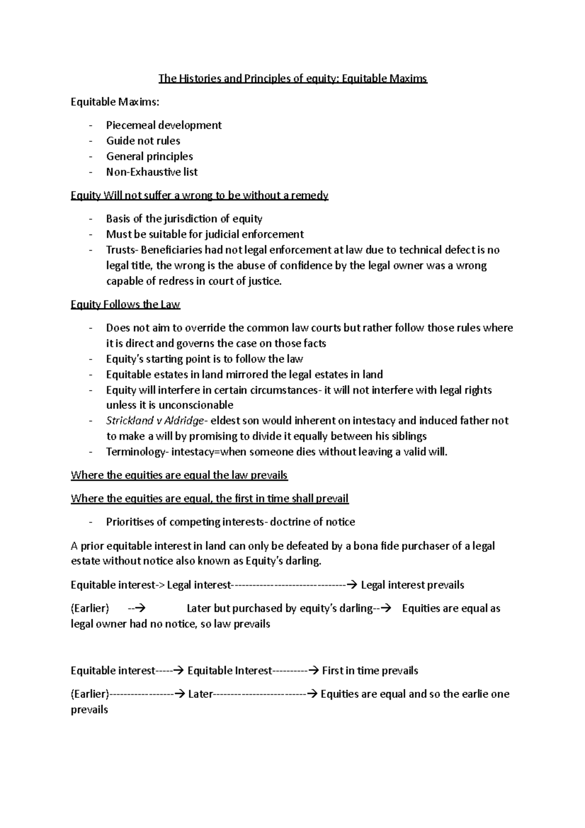 The Histories and Principles of equity- Maxims of equity - The ...