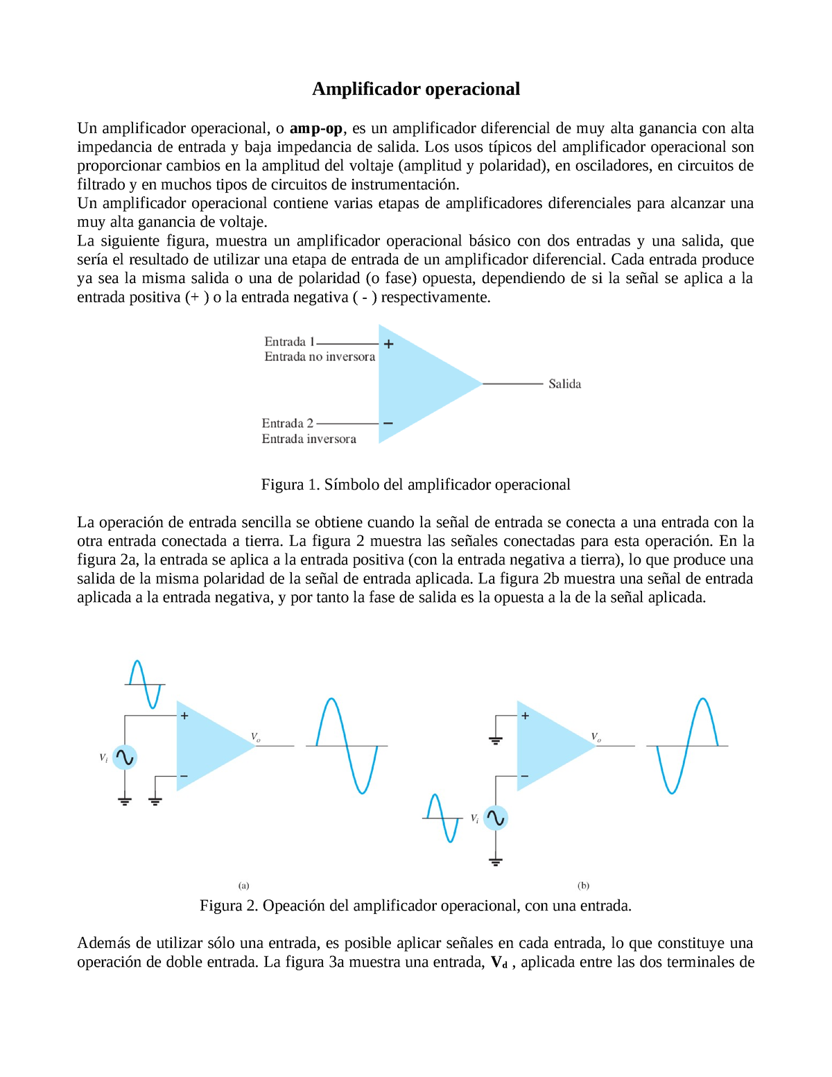 Amplificador Operacional V Amplificador Operacional Un Amplificador