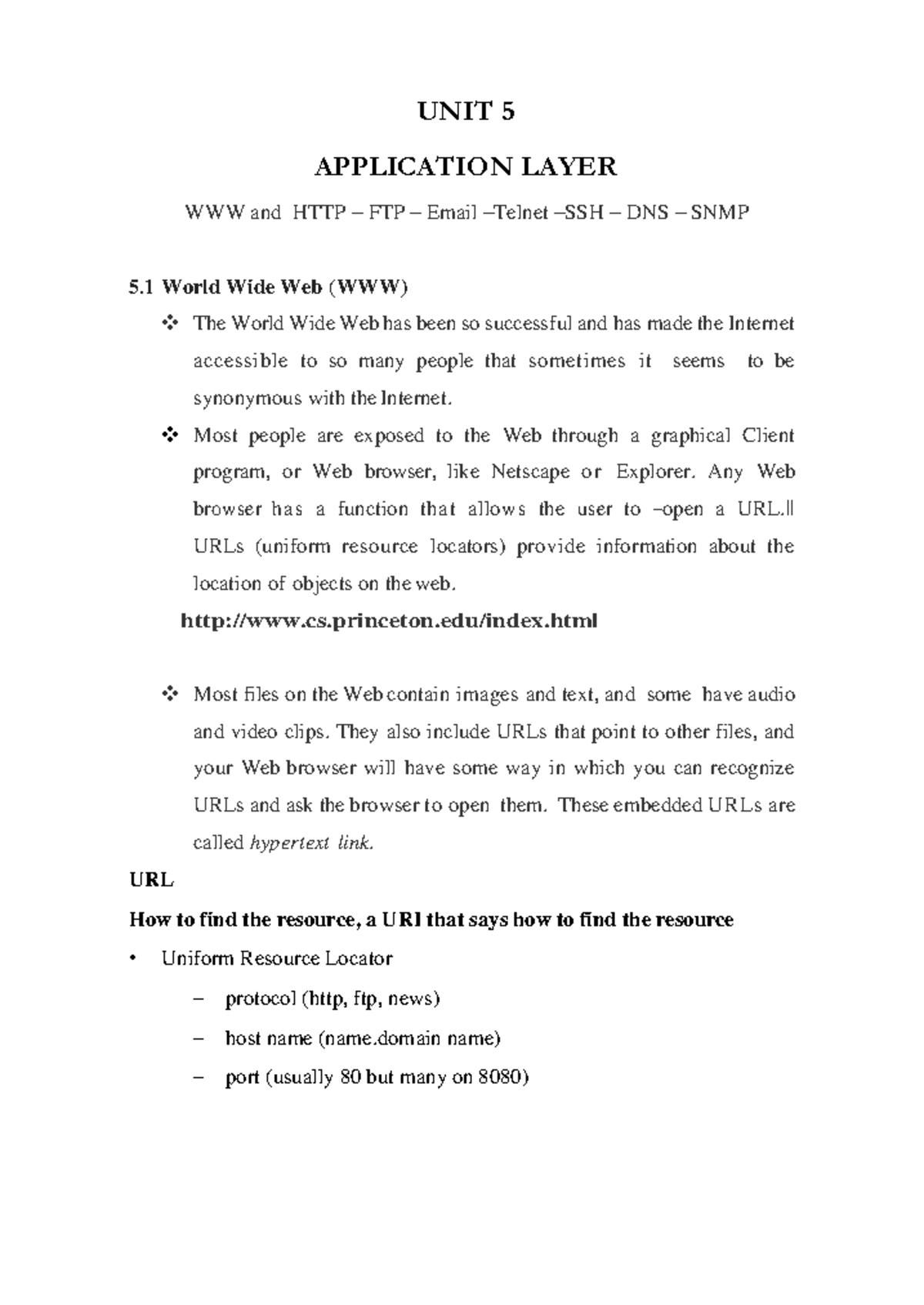 CN UNIT 5 - Notes for computer networking - UNIT 5 APPLICATION LAYER ...