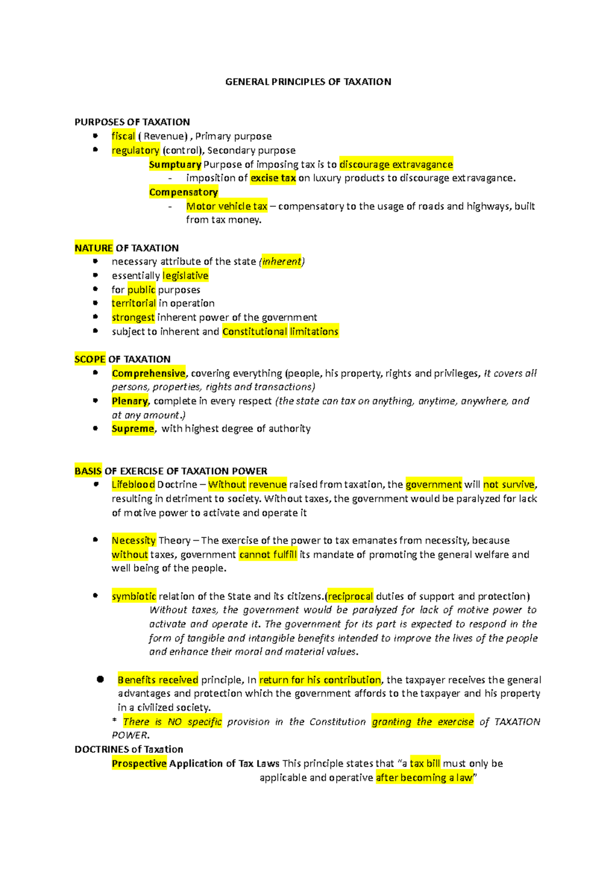 Topic 1 General Principles OF Taxation - GENERAL PRINCIPLES OF TAXATION ...