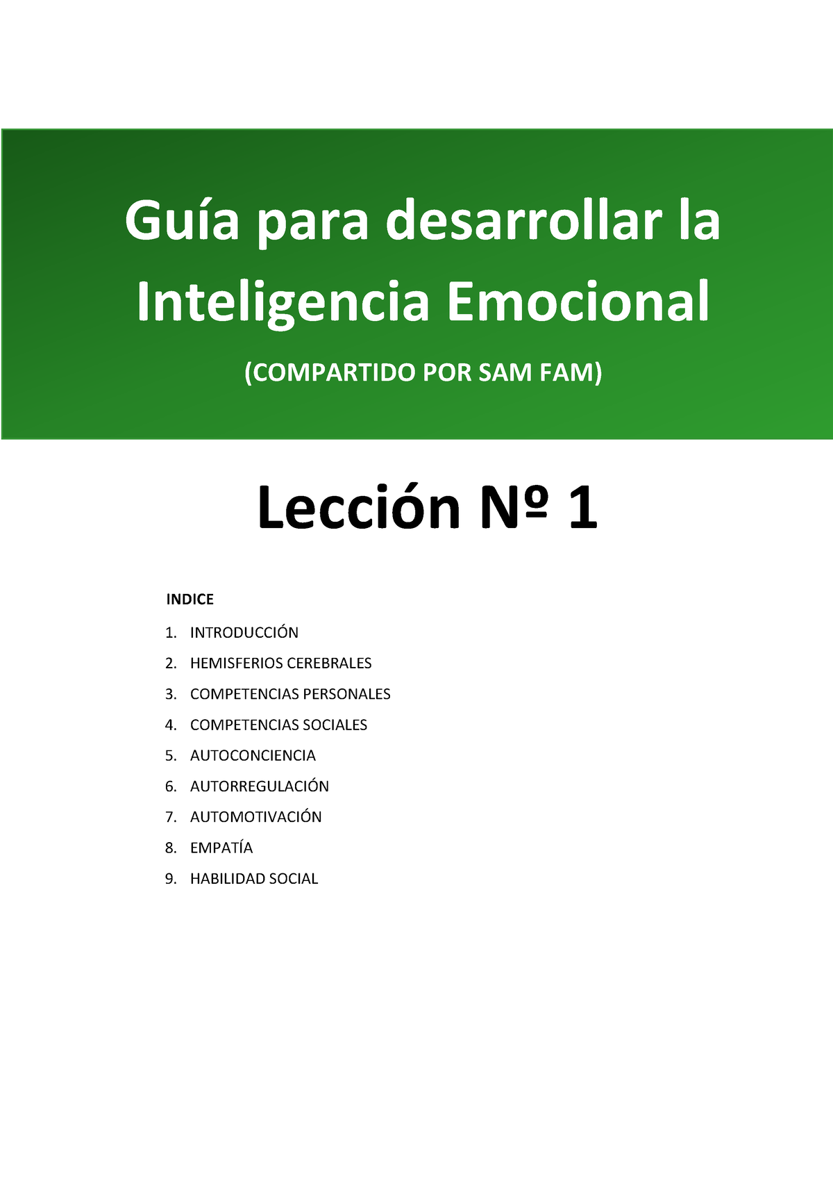 Guia Para Desarrollar La Inteligencia Emocional L1 - Lección Nº 1 ...