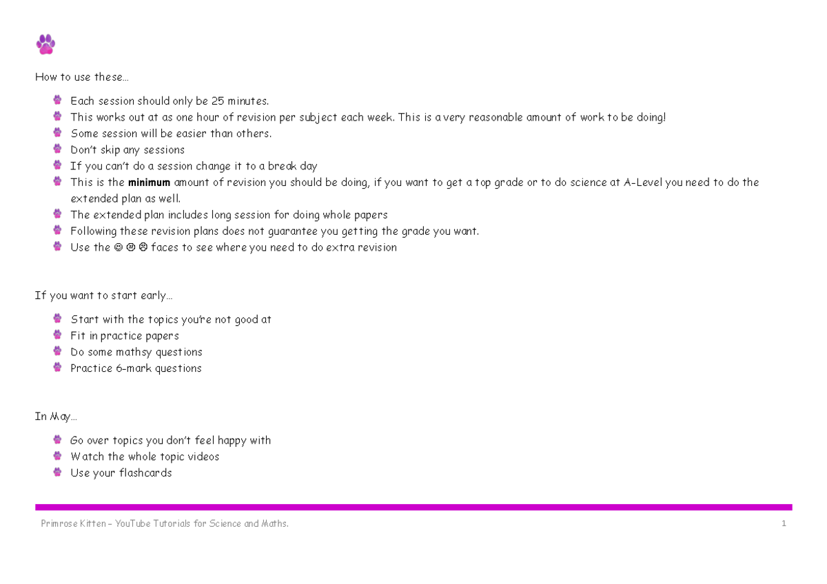 AQA 9-1 GCSE Science Revision Plan - How to use these... Each session ...