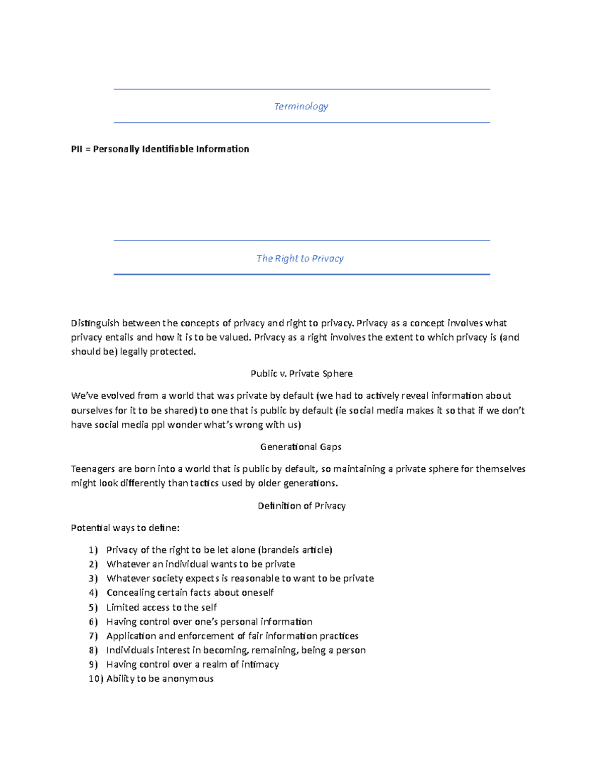 New Microsoft Word Document - Terminology PII = Personally Identifiable ...