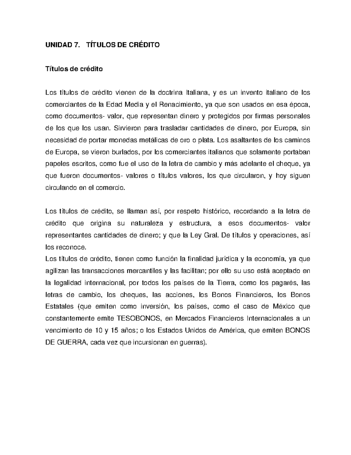 Generalidades De Los Titulos De Credito - UNIDAD 7. TÍTULOS DE CRÉDITO ...