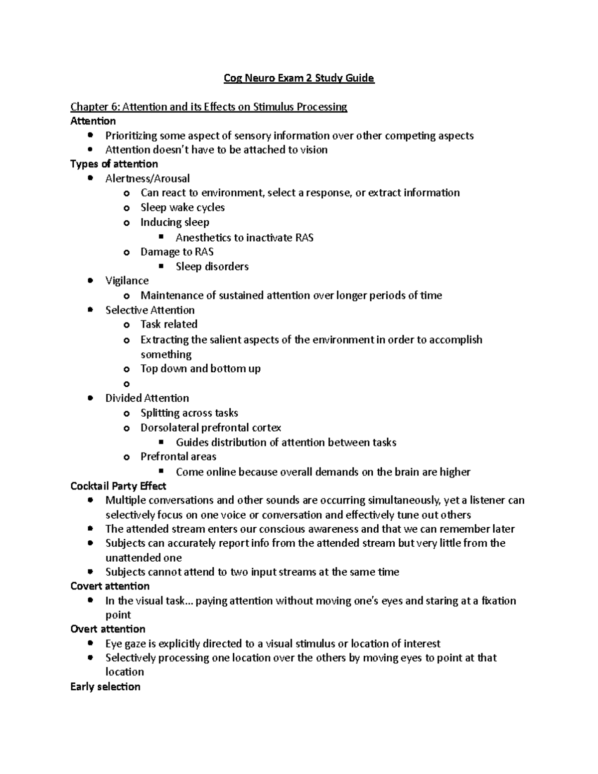 Cog Neuro exam 2 Study Guide - Cog Neuro Exam 2 Study Guide Chapter 6 ...
