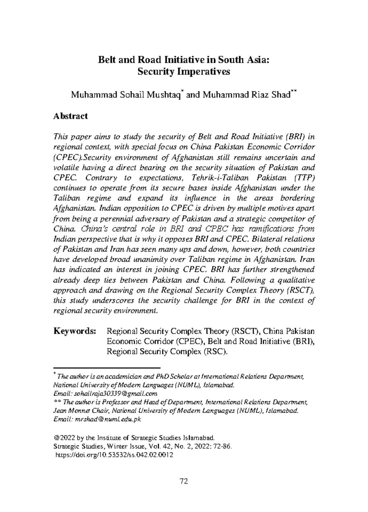 M Sohail Mushtaq and Muhammad Riaz Shad Vol 2 2023 - Belt and Road ...