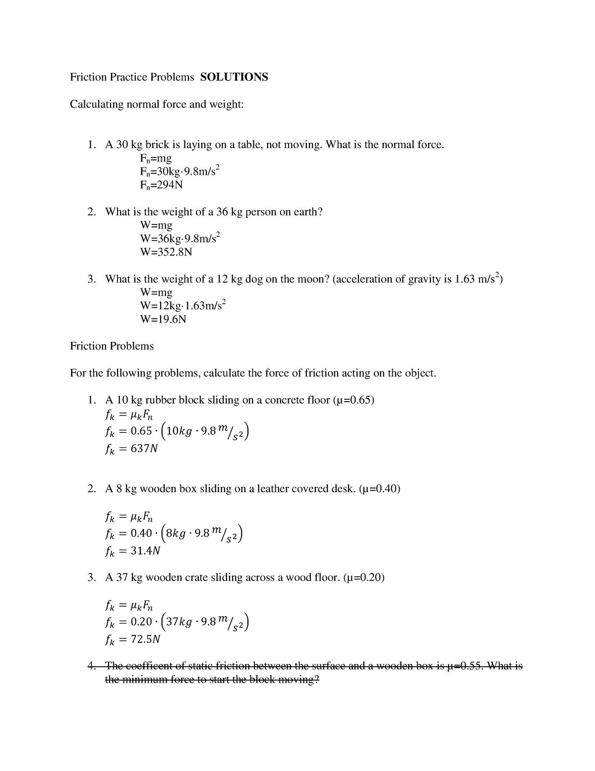 Friction practice problems solutions - Modern Biology - BatStateU - Studocu