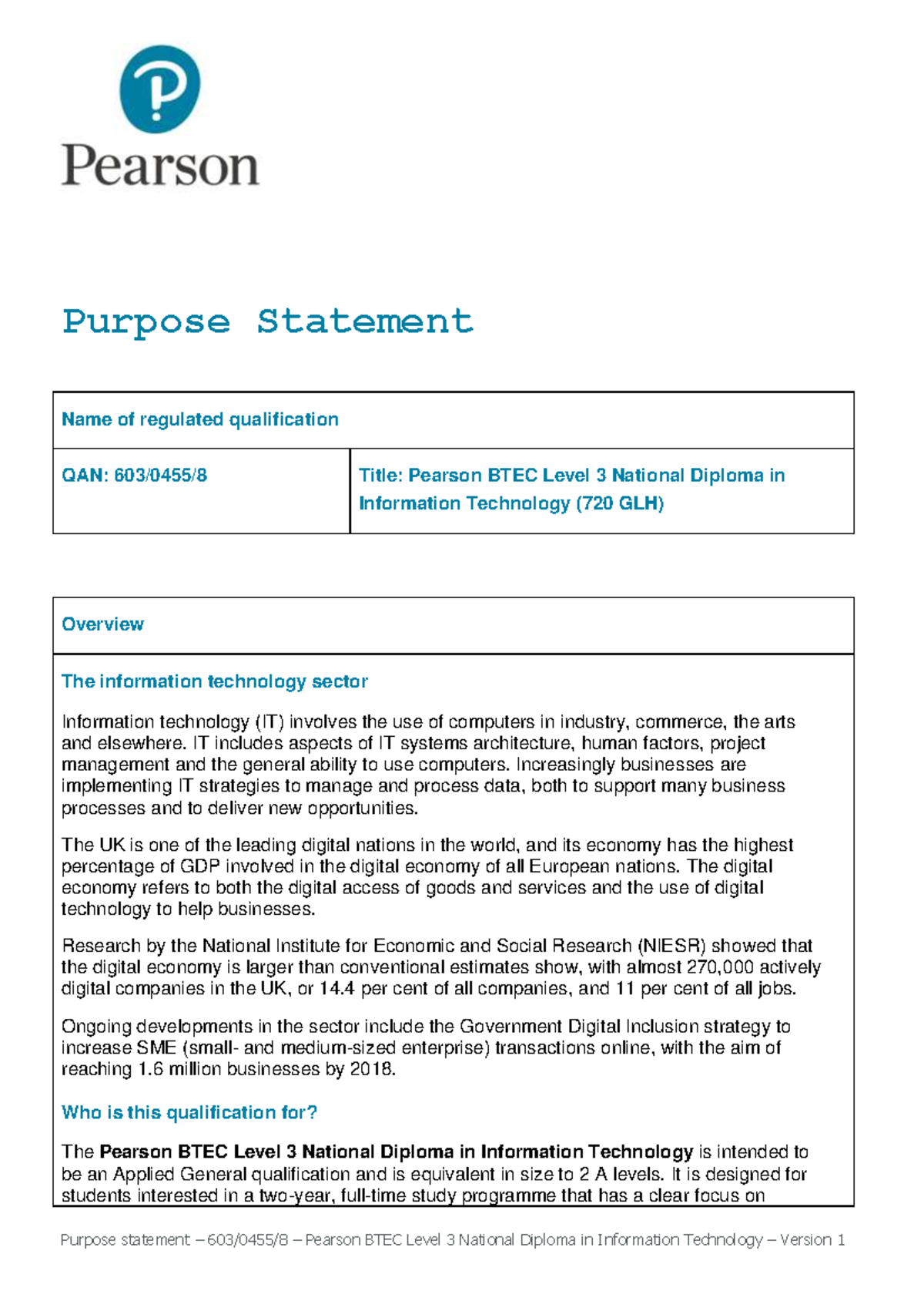60304558 diploma information technology purpose - Purpose Statement ...