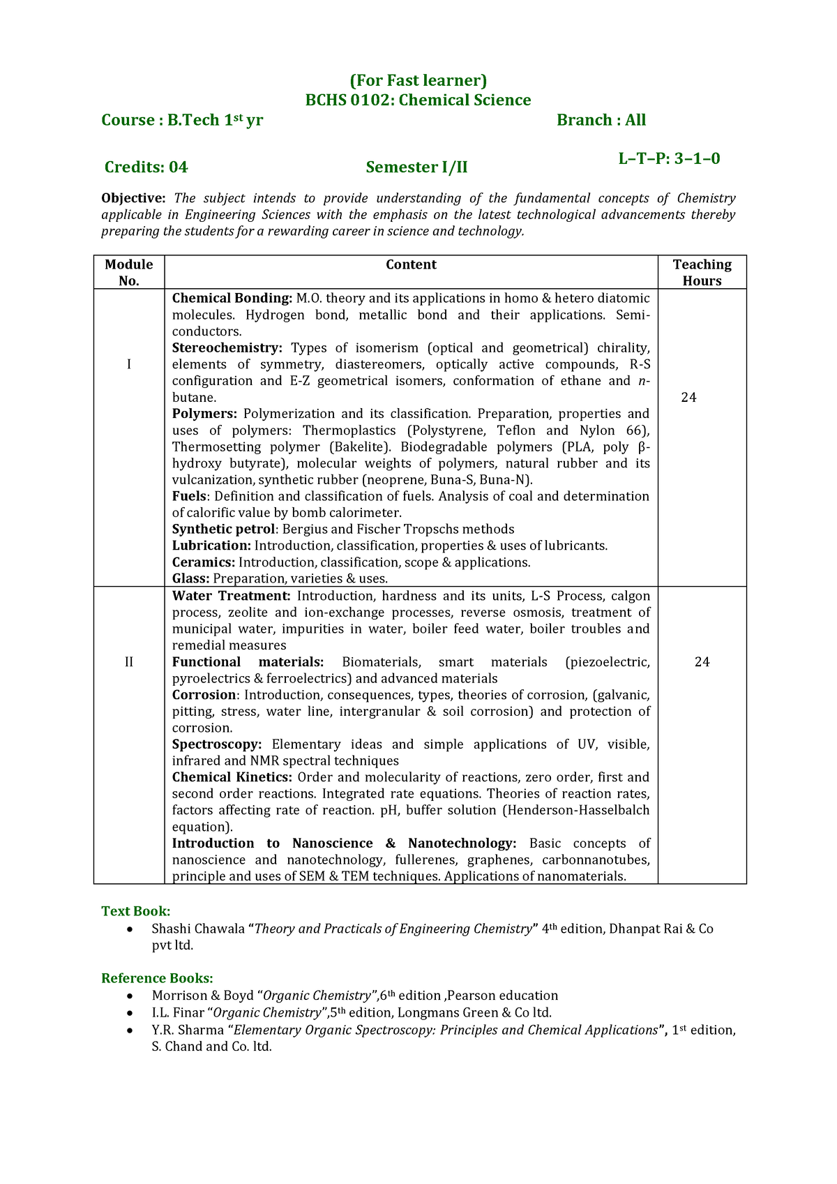 BCHS0101 syllabus engg. chemistry B. Tech-1 - (For Fast learner) BCHS ...